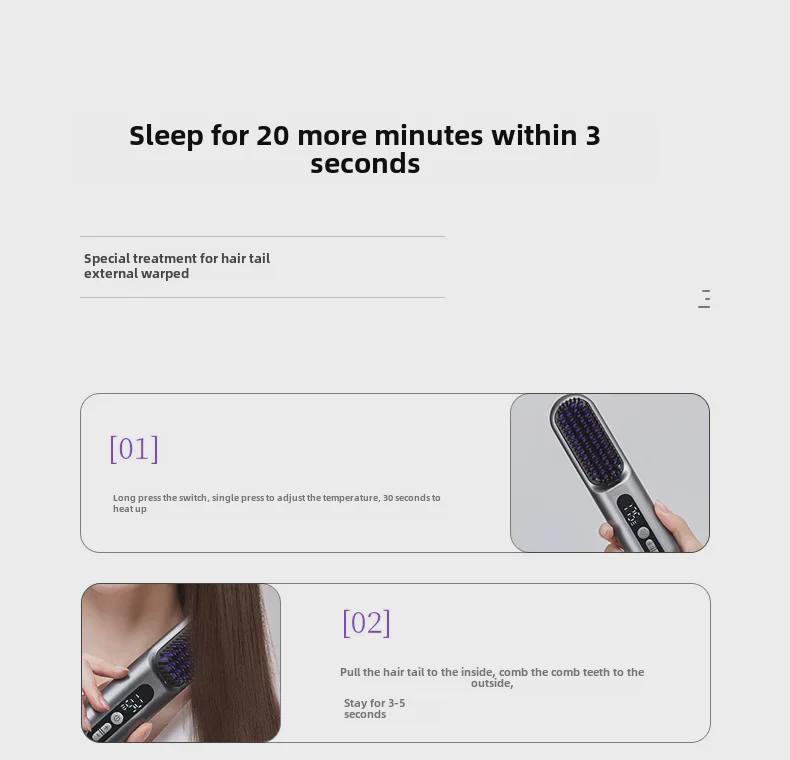 Lowra Rouge Roller Wireless Negative Ion Hair Comb – Damage-Free, Anti-Static, and Portable Electric Straightener.