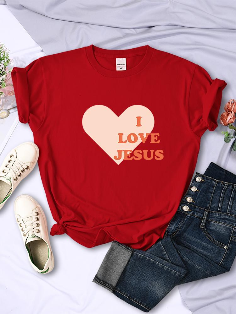 

I Love Jesus Give You My Heart Printing Womens T Shirt Hip Hop Casual Street Short Sleeve Creativity Fashion Female Tee Clothing L