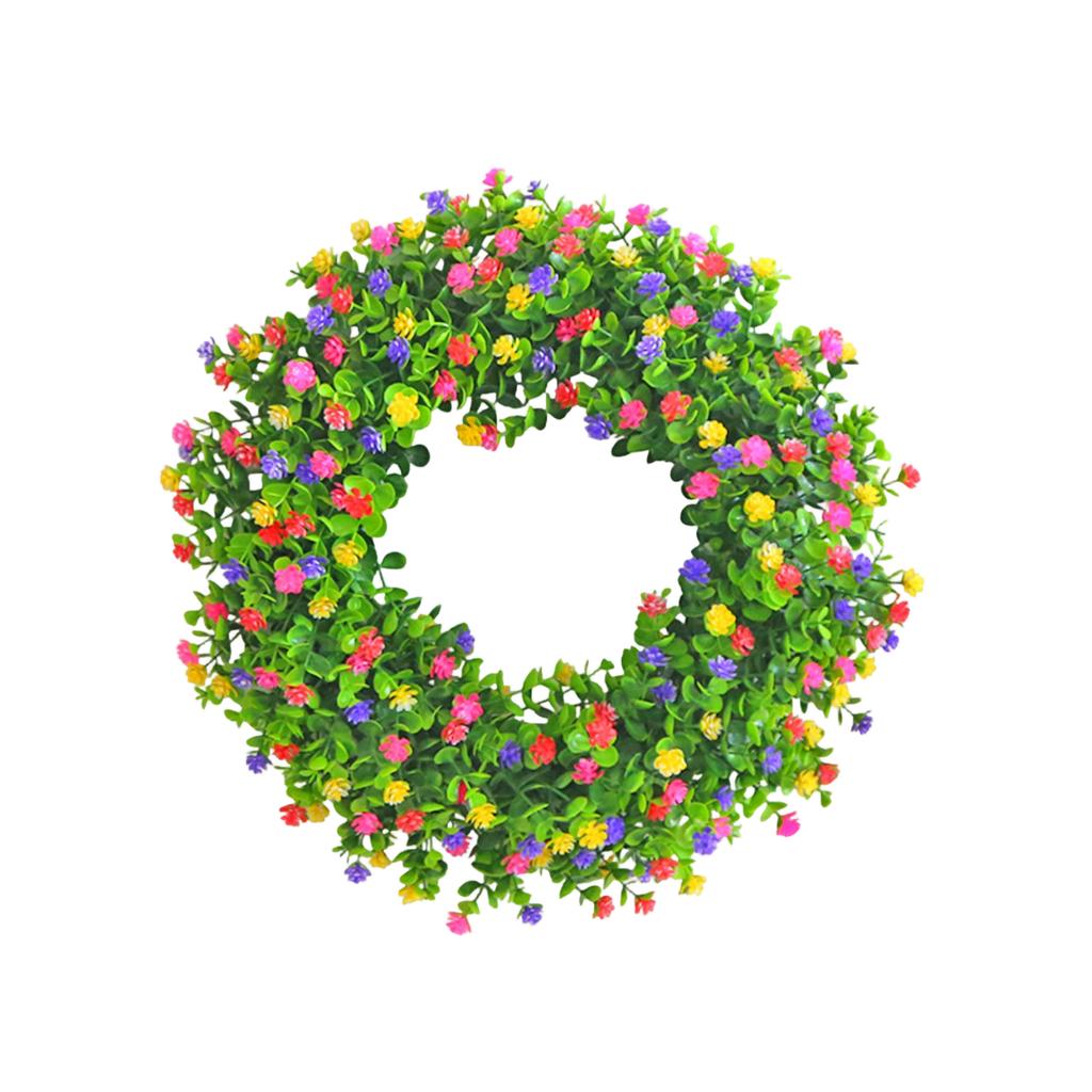 Spring Artificial Flower Wreath Door Hanging Floral Decor Garden Decoration