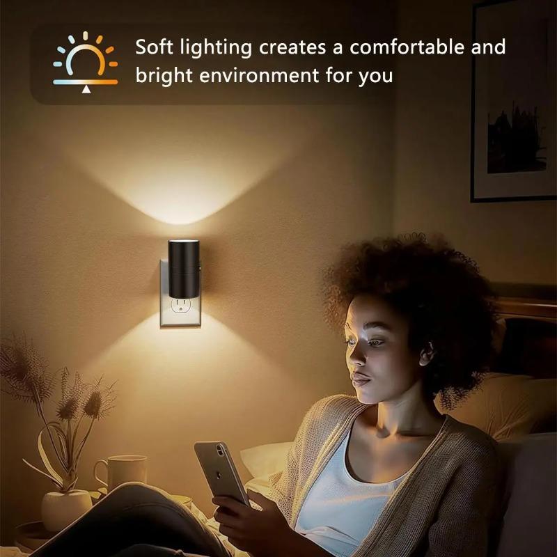 Plug-in LED Night Light Dimmable 3 Color Modes Auto On/Off Light Sensor Ultra Slim Nightlight for Bedroom Hallway Bathroom