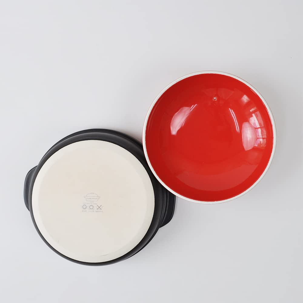 in Mino Banquet 7 Earthen Pot with IH plate 1 to 2 Made in IH compatible [Made Japan, Ware] No. Red/Black [For people, Stylish, Japan, compatible,