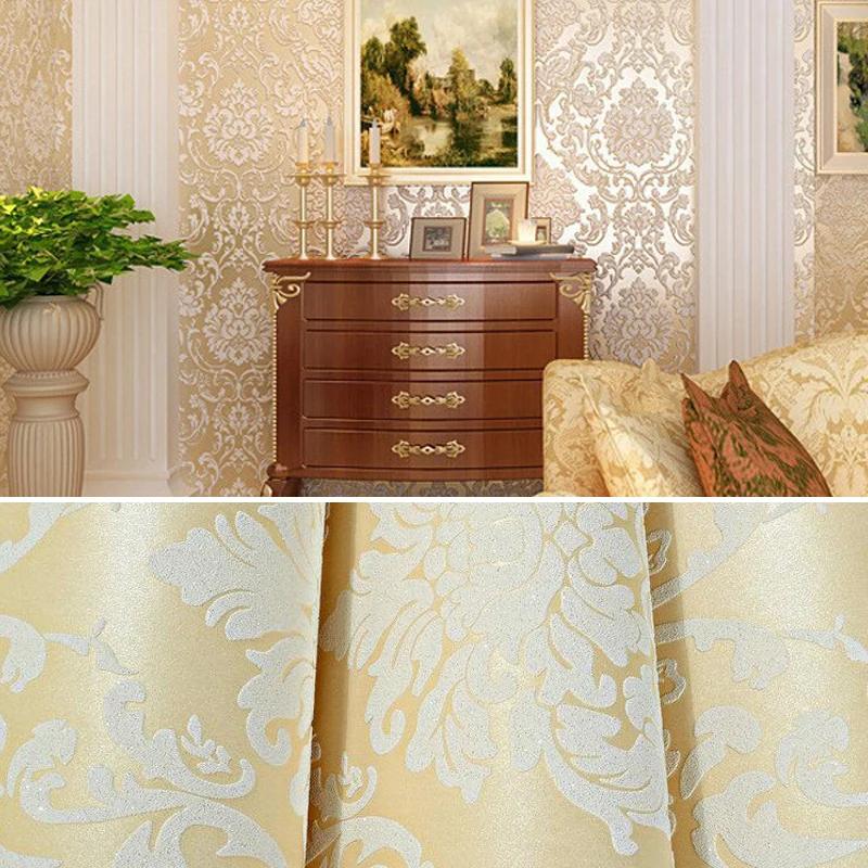 10M Luxury European Style Non-woven Wallpaper TV Background Decor Classic 3D Embossed Paper Wall Roll Wallcovering Upholstery