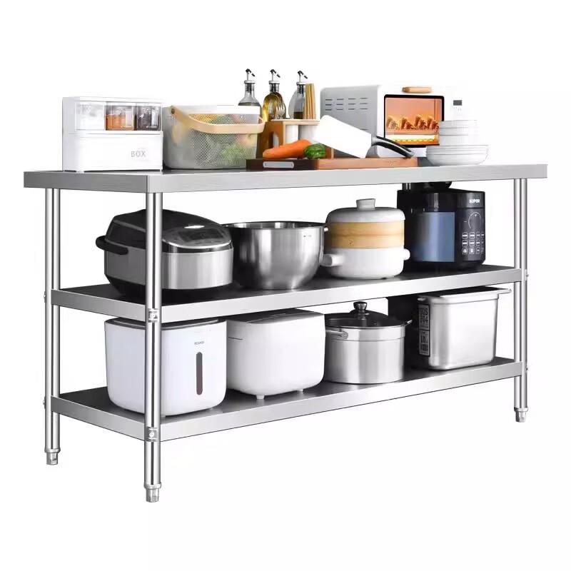 Dexishun Double-Layer Stainless Steel Kitchen Workbench