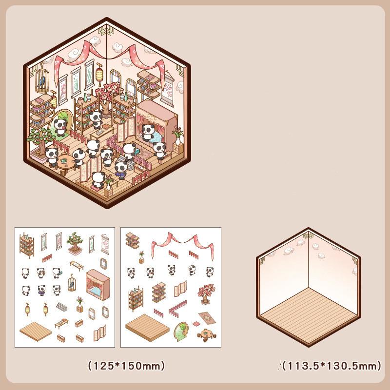 Cartoon Food Street Landscape Sticker Cabin Scene DIY Toy Game Sticker Festival Birthday Gift for Kids Girls and Children