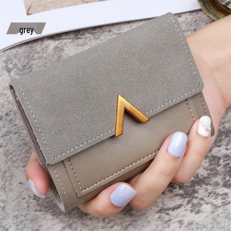 Korean Style Vintage Short Women's Wallet - PU Leather, Three-Fold Card Holder