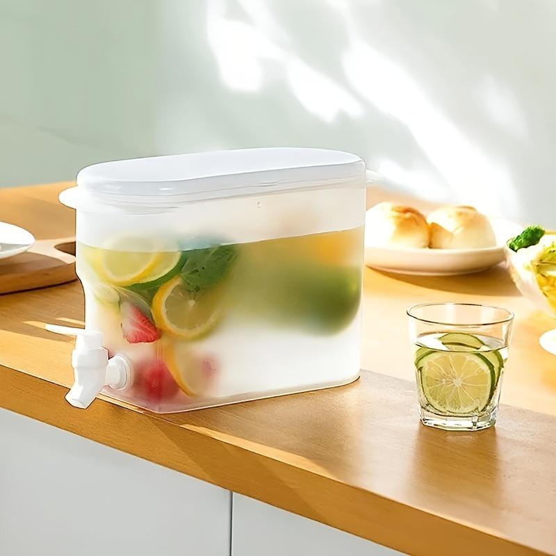 Plastisk koldtvandskande med stor kapacitet og hane, køleskab frugtinfusion drikkevaredispenser til hjemmebrug
