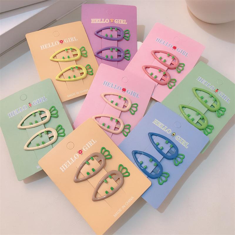 Baby Hair Clips Gentle 2pcs Kawaii Carrot Clips for Girls Soft Silicone Non-Slip Bangs Clips Kids Hairpins