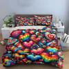 Colorful Heart Pattern Decor Set Soft Comfortable Duvet Cover Bedding Set Included 1*Duvet Cover & 2*Pillowcases, Gift