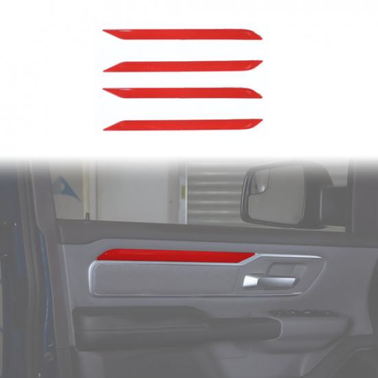 

4pcs Inner Door Panel Cover Trim Strips for Dodge Ram 1500 2018+ Red Accessories
