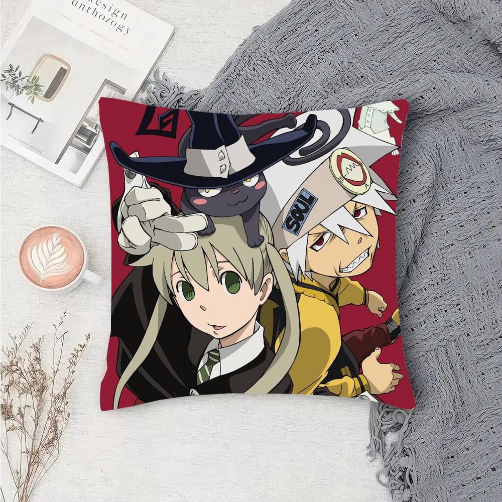 S-Soul E-Eater Animation Pillow Case Fashion Square Pillowcase Bedroom Sofa Room Ins Decoration Leisure