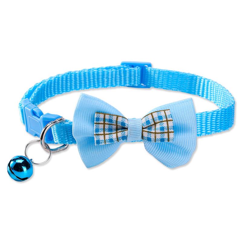 Cute Plaid Bow Tie Pet Collar Adjustable Polyester Dog Cat Necklace Bell Charm Colorful Checkered Design Winter/Spring Summer