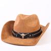 Popular European and American Classic Suede Western Cowboy Hat, Men's and Women's Fashion Big-brimmed Top Hat Shade