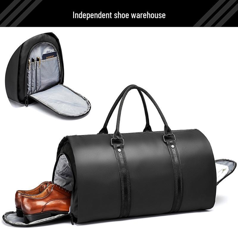 Men's Handheld Folding Travel Suit Bag with Large Capacity and Wet/Dry Separation, Featuring an Independent Shoe Compartment