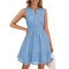 Women's Summer Fashion Lace Hollow V-Neck Color Casual Sleeveless Dresses
