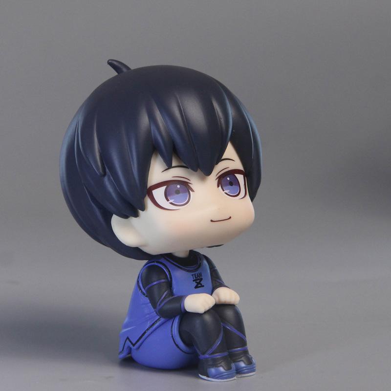 12cm BLUE LOCK Anime Figure Isagi Yoichi Feng Lehui Q Version Action Figure Statue Collection Ornaments PVC Model DOLL Gift Toys