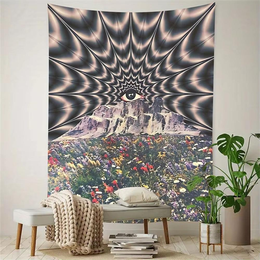 

Психоделический глаз над горами и цветами Настенный гобелен Сюрреалистичный настенный декор Гобелен «Всевидящее око» Принт настенный гобелен 29x37in