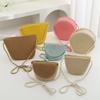 Summer Solid Color Straw Bag Shoulder Messenger Round Bag Children Versatile Outing Beach Bag Light Board DIY Round Weaving