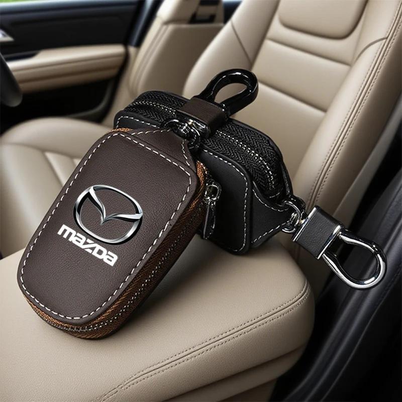 Kožené pouzdro na klíče od auta Držák na peněženku pro Mazda 3 6 CX5 CX30 Axela Atenza Skyactiv BT-50 Biante Autopříslušenství
