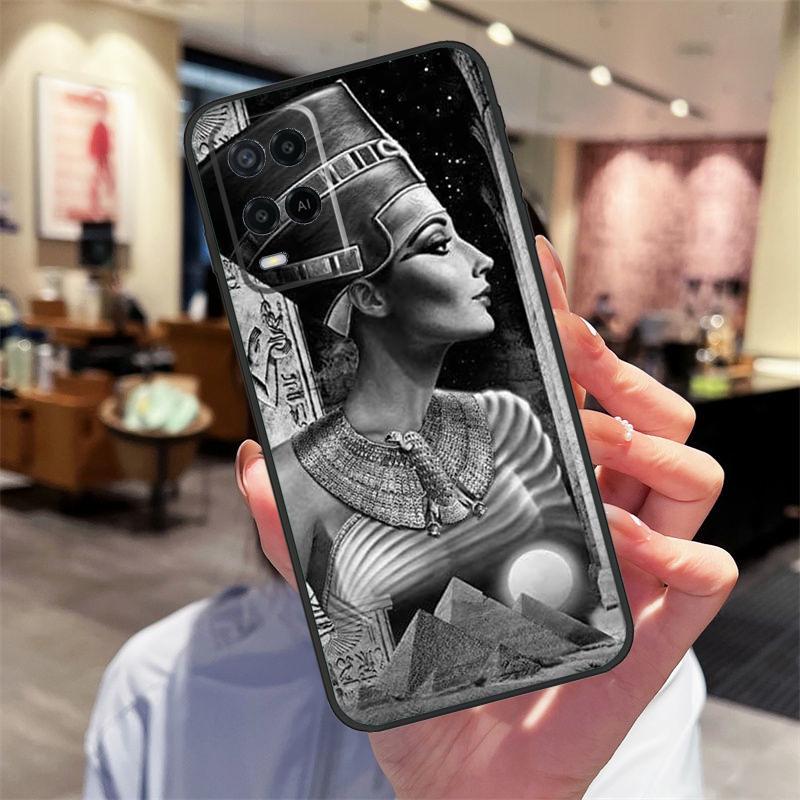 Égypte Nefertiti Anubis Ankh Étui Pour Oppo A78 A98 A79 A18 A38 A58 A40 A60 A80 A16 A76 A96 A15 A74 A94 A54 A17 A77 Coque