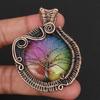 Rainbow Solar Quartz Gemstone Tree of Life Pendant Handmade Copper Wire Wrapped Boho Necklace Healing Crystal Jewelry