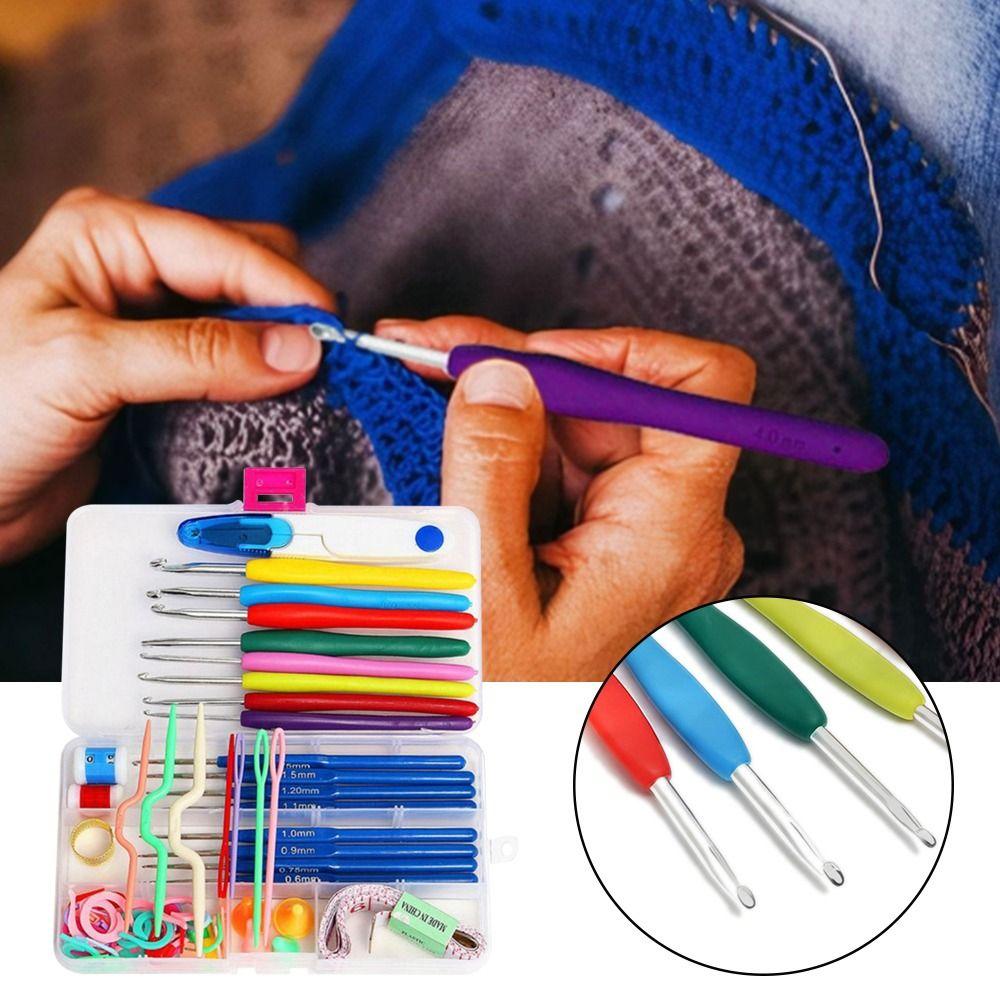 53PCS Mixed Color Crochet Hooks Kit with Box DIY Weaving Tools Useful Knitting Needles  Home Use
