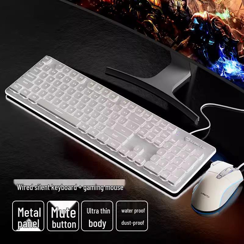 Silent Wireless Wolf Path Keyboard & Mouse Set for Office & Gaming
