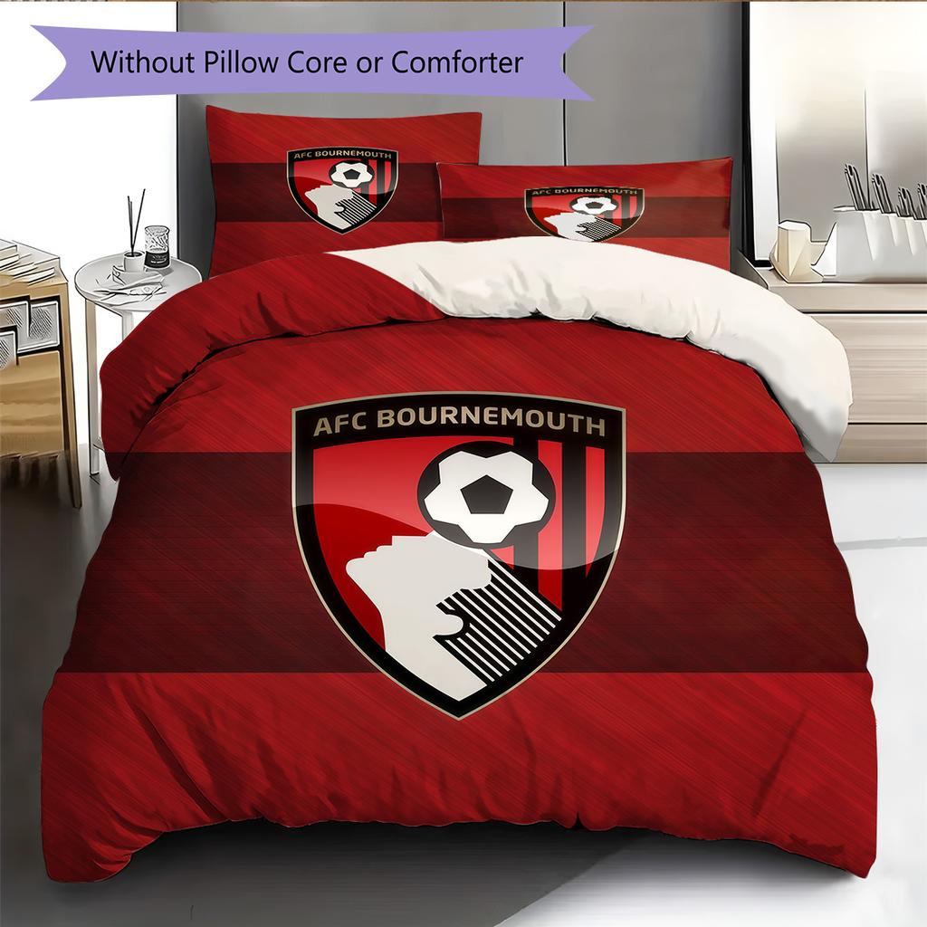 Set Copripiumino Trapuntato con Motivo AFC Bournemouth Decorazione per la Casa Regalo (1 * copripiumino + 2 * federe senza imbottitura)