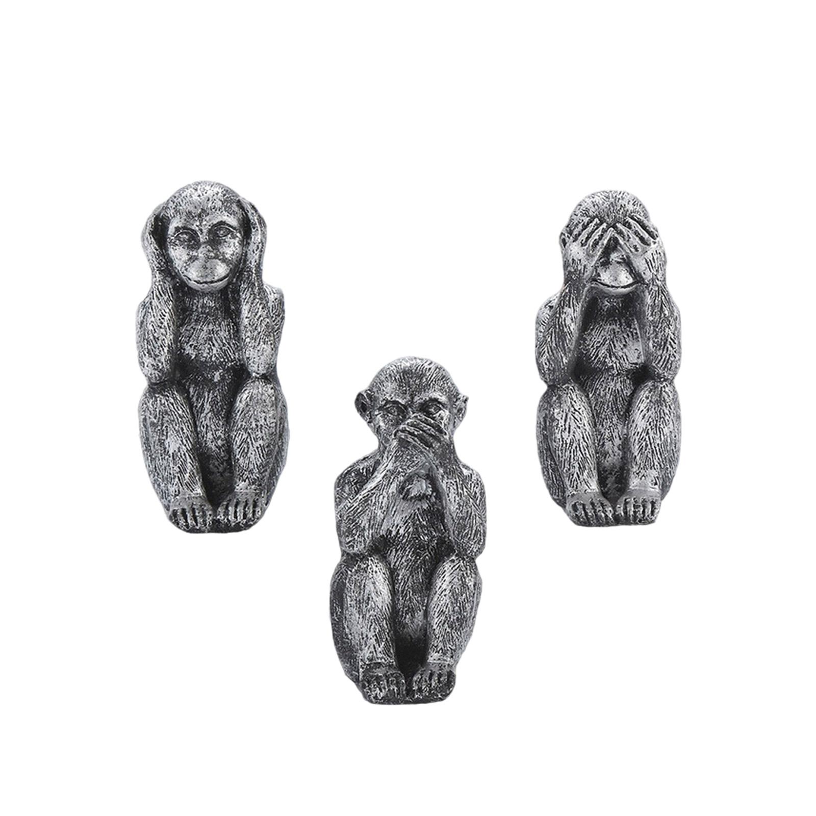 

Resin Monkey Statues Trio See No Hear No Speak No Evil Home Decoration for Art Lovers and Office Spaces серебряный