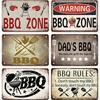 BBQ Party Metal Tin Plaque Retro Yard Garden Wall Decoration Signs Marked Barbecue Rules Slogan Plate Vintage Grill Poster