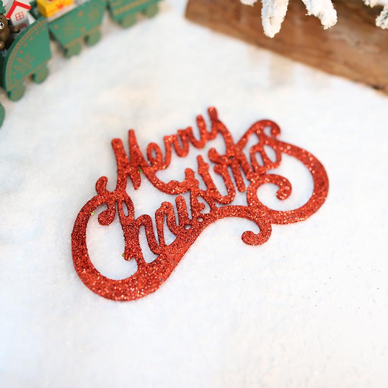 Gold Glitter Merry Christmas Letter Pendant Ornament for Tree Decoration