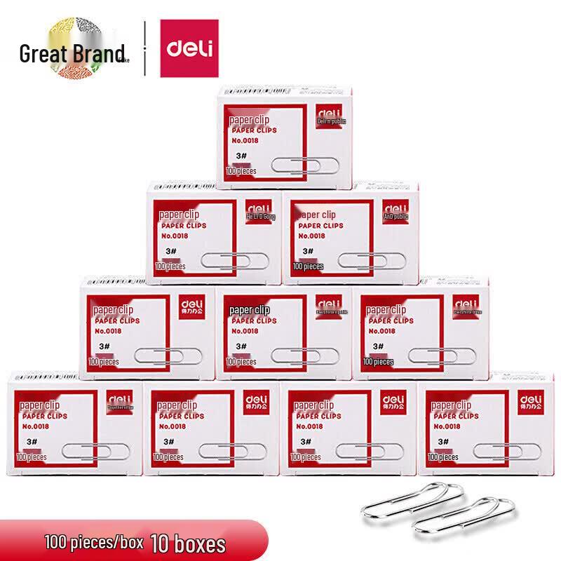 Deli 0018 Paper Clips - 10 Boxes Pack