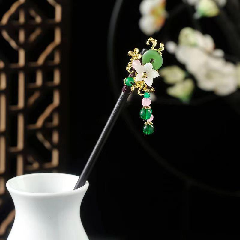 Grampo de Cabelo com Borla de Sândalo de Alta Qualidade para Penteados Updo de Hanfu Cheongsam