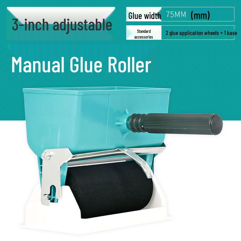 Compact Manual Glue Roller for Wood, Wallpaper, and Cardboard - Small Laminating and Gluing Tool
