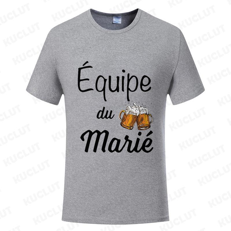 French Evg Team Married Tops Single Farewell Bachelor Party T Shirt Future Groom Man Tshirt Fashion Beer Graphic Wedding Tees