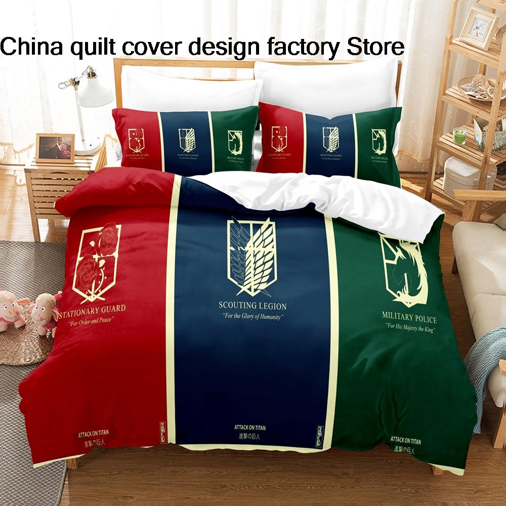 Hot Attack On Titan Bedding Set Single Twin Full Queen King Size Bed Set Kids Bedroom Duvetcover Sets Anime Attack On Titan2 Bed