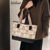 New Canvas Printed Bear Fashion Trendy Large Capacity Shoulder Casual Tote Bag