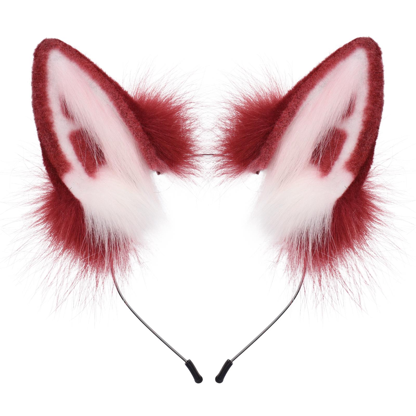 Handgefertigtes Kunstpelz Fuchs Wolf Ohren Stirnband Cosplay Party Kostüm Requisiten
