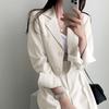 Women's Khaki Summer Suit Set: High Waist, Slimming Straight-Leg Pants, Professional Slim Fit, Versatile Temperament