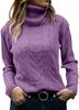 Retro Women's Fall/Winter Solid Color Turtleneck Cable Knit Pullover Sweater Thick Warm Relaxed Slimming Long Sleeve Top