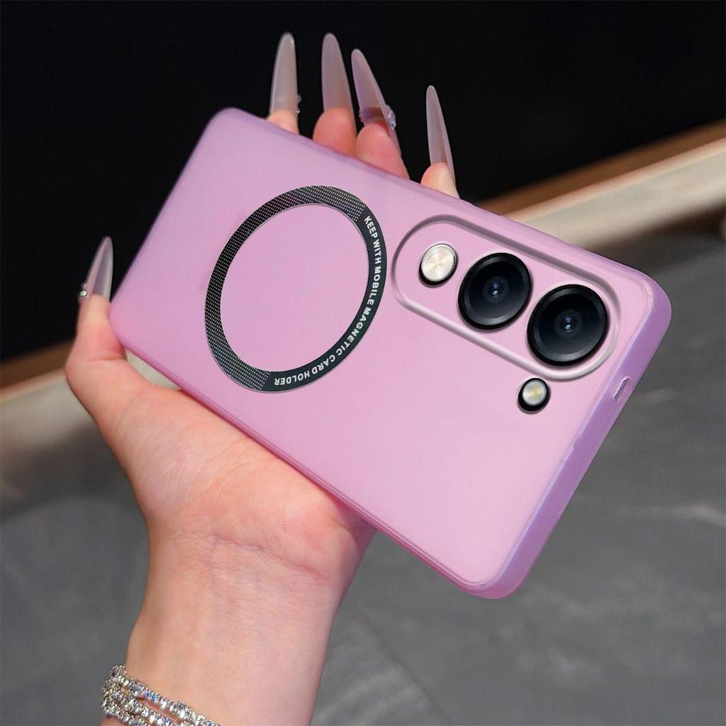 Magnetic Semi‑Transparent Matte Phone Case for Vivo Y29t 5G,Y29s 5G,Y04,Y04s Soft TPU Shockproof Cover