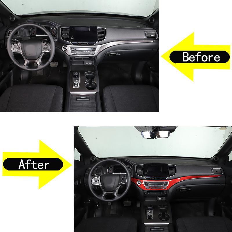 Soft Carbon Fiber Car Center Console Dashboard Trim Strips Sticker For Honda Pilot 2015-2022 Auto Interior
