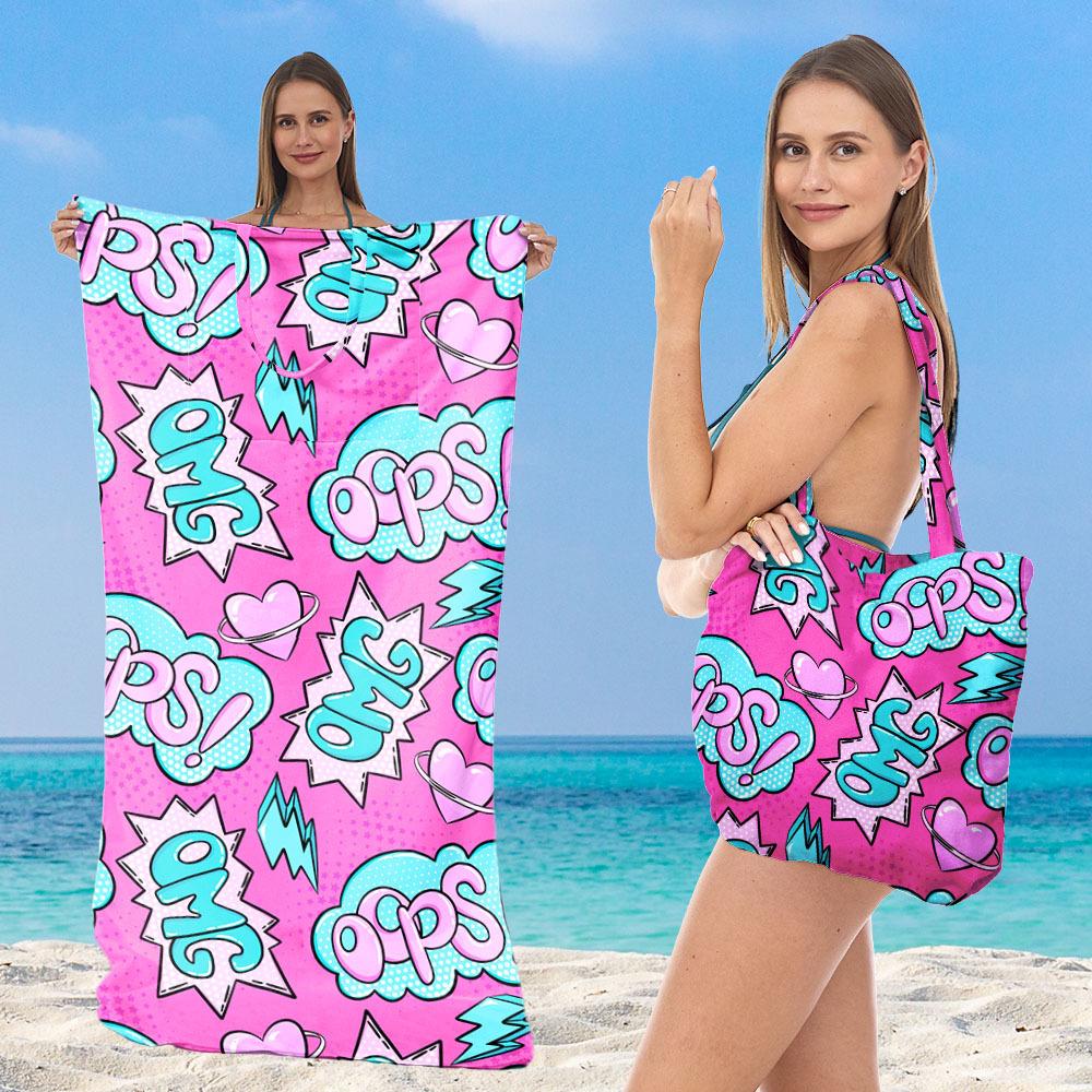 Damen 2-in-1 Faltbarer Strandtuch mit integrierter Tasche Multifunktionale Einzelschulter-Umhängetasche Für Schwimmen Wassersport