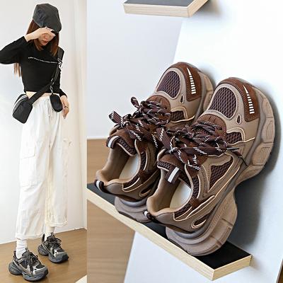 Huge Good-looking Shoes for Women's New Platform Double Lace-up Heightening Casual Sports Shoes for Women