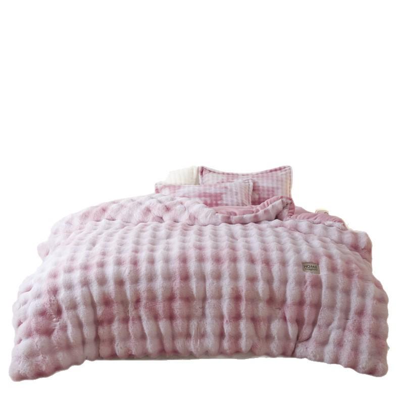 2025 Thickened Milk Velvet Winter Comforter - Warm Coral Fleece Quilt for Double Bed