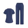 Ladies' Loose And Comfortable V-neck Short Sleeved Workwear With Multiple Pockets Suit Set