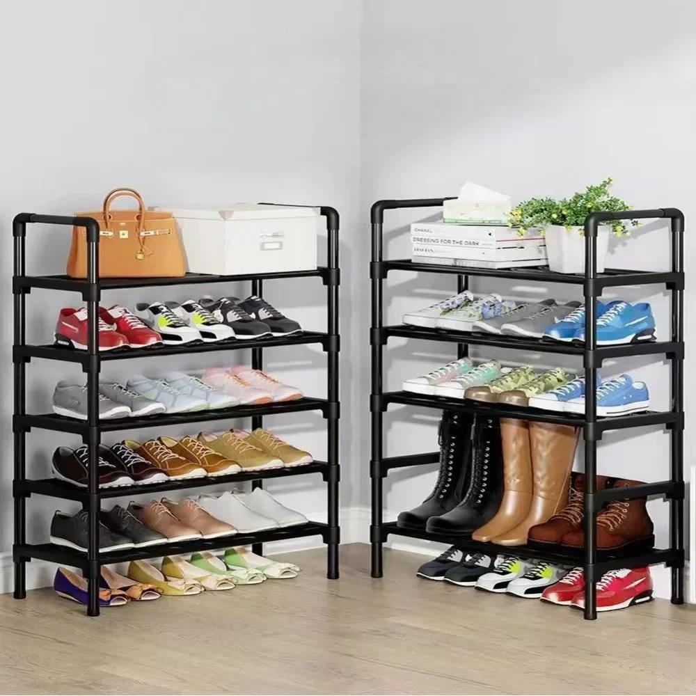 Simple Multiple LayersShoe Rack Multi-purpose Storage Cabinet Black Shoe Rack Shelf Save Space Living Room Shoe Storage Rack
