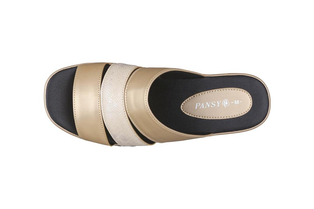 6733 Sandals for Light Gold [Pansy] Women, Belt, Shiny, Curved, S,