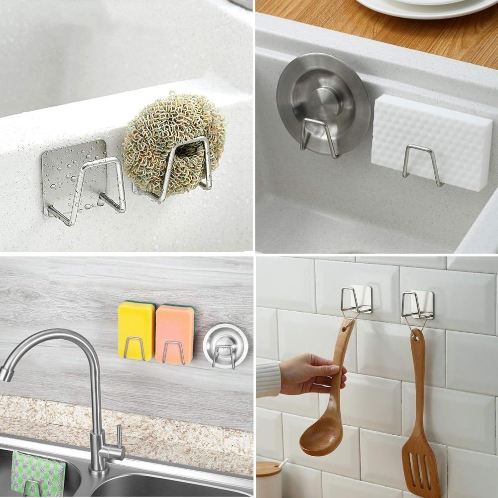 Sponge Holders for Kitchen Sink, Strong Adhesive Small Sponge Holder, Premium Rustproof & Waterproof Kitchen Sink Caddy