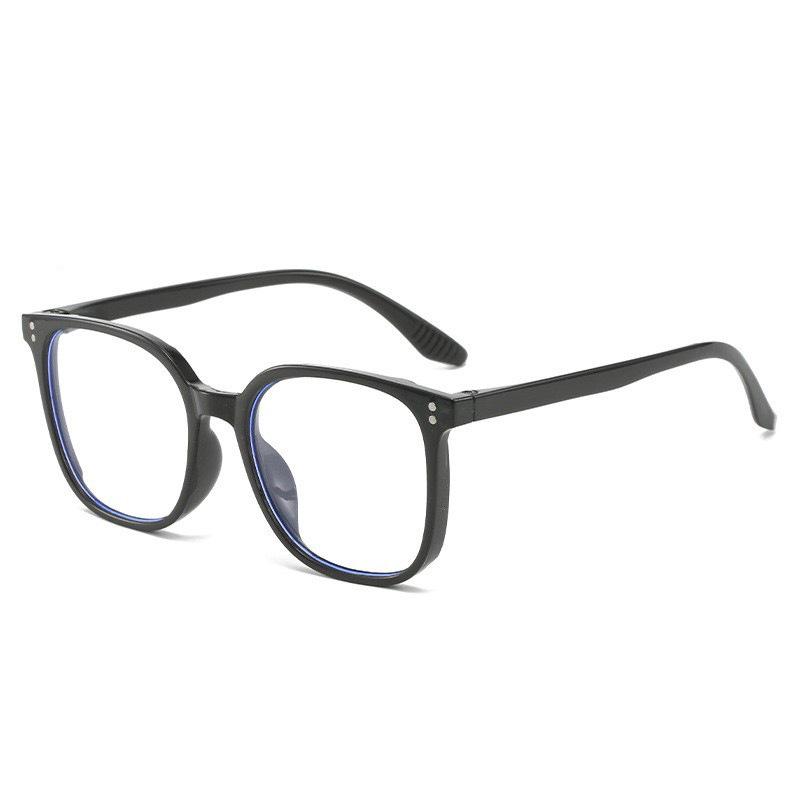 Women’s Black Round Anti-Blue Light Glasses - Fits Round Faces, Flat Myopia-Compatible Lenses, Prescription Ready.