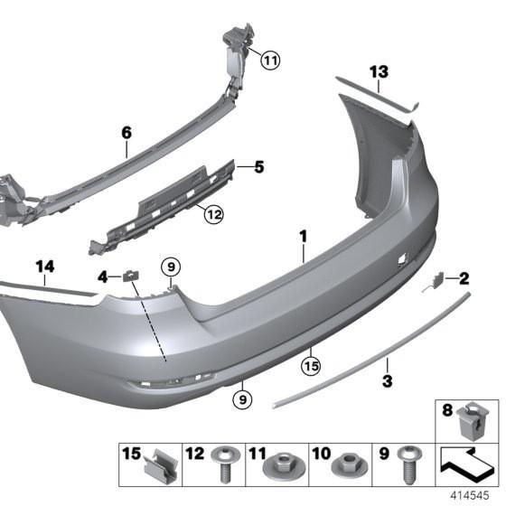 51137308841 BMW 3 Series F34 GT Rear Bumper Black Bright Strip